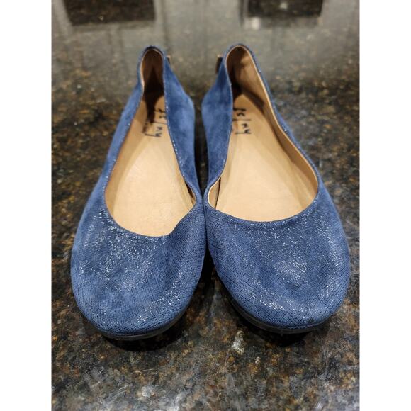 FSNY Ballet Flats Women's Size 8.5 Blue Sparkle Slip On Round Toe Comfort Shoes - Picture 1 of 11